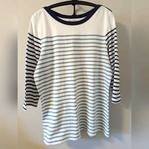 NWOT - Blouse - North Style - Large-Navy, White,Mint Green, White - 3/4" sleeves